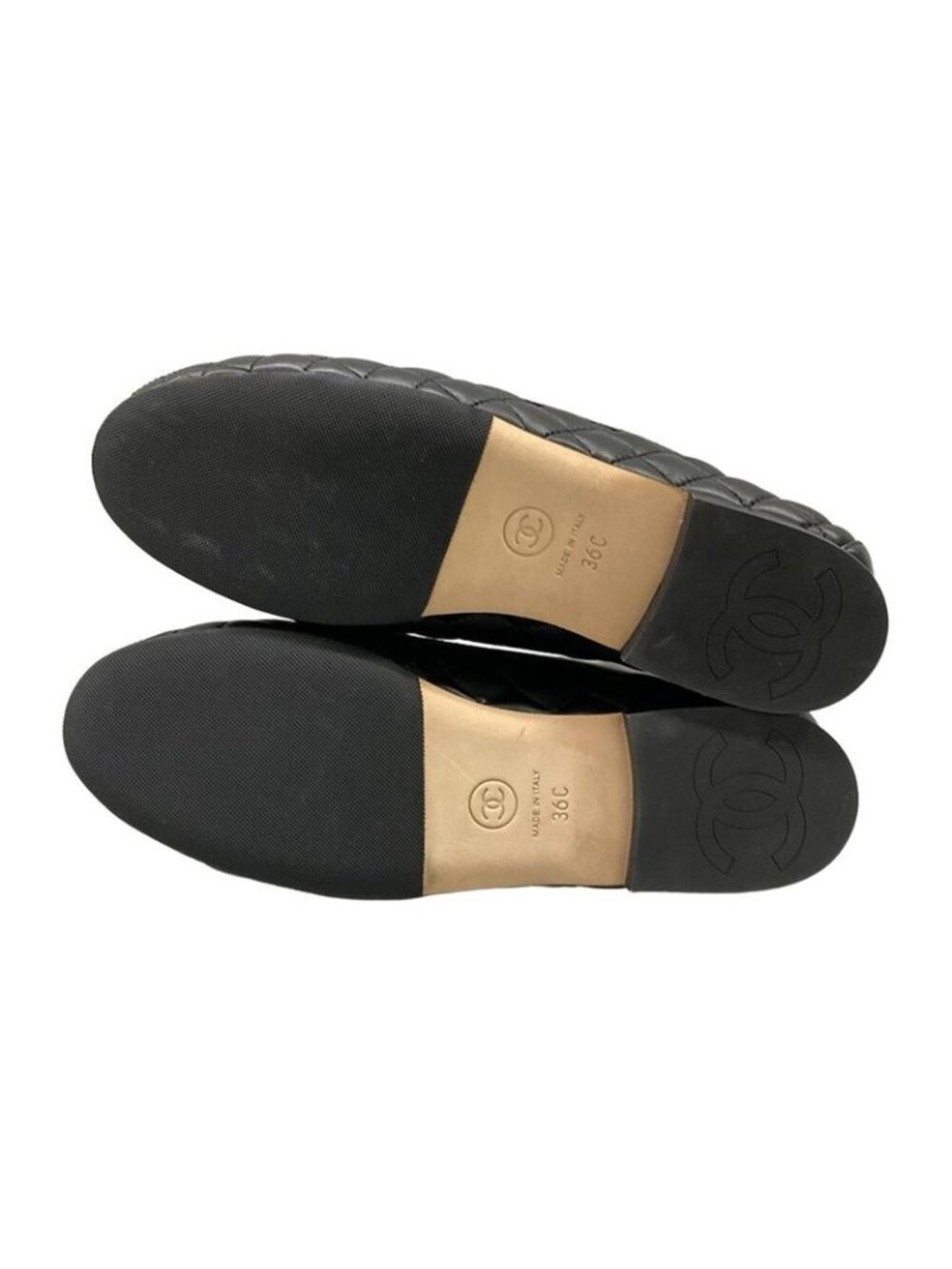Chanel Loafers 36 C Quilted Black Silver Coco Charm Lambskin - Picture 8 of 12